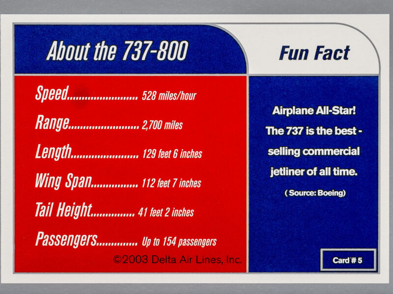 Delta 2003 #5 Boeing 737-800 Back
