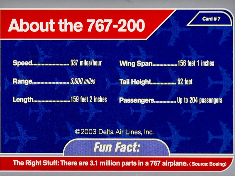 Delta 2003 #7 Boeing 767-200 Back