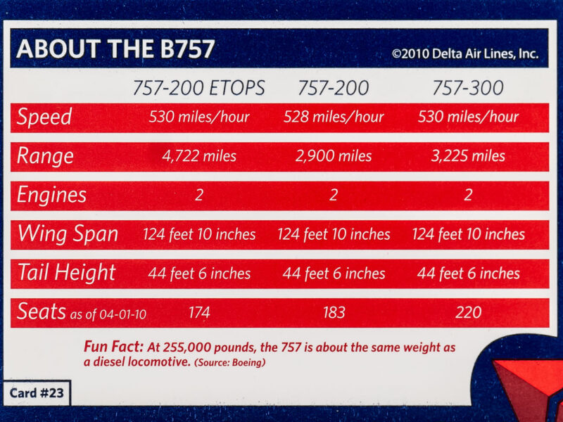 Delta 2010 #23 Boeing 757 (Alt) Back