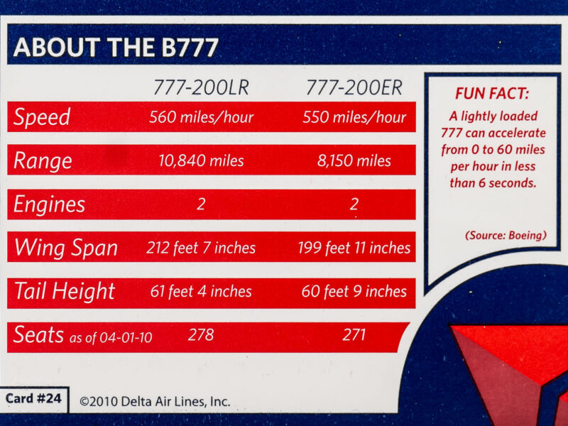 Delta 2010 #24 Boeing 777 Back