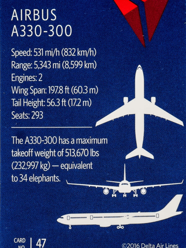 Delta 2016 #47 Airbus A330 Back