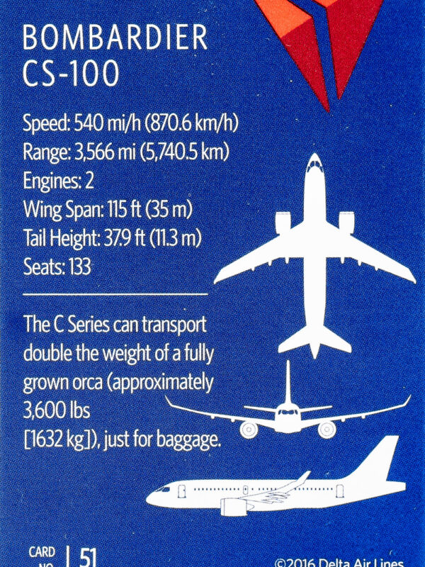 Delta 2016 #51 "CS-100" Back