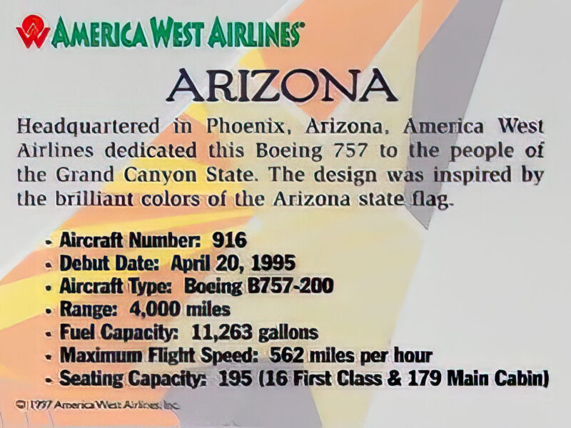 America West Airlines- Arizona Back