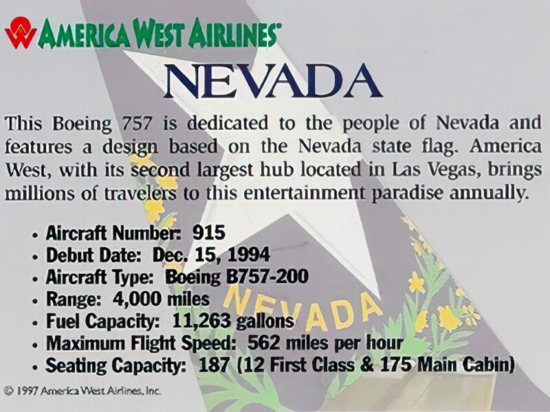 America West Airlines- Nevada Back