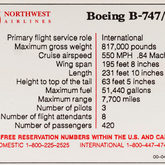 Northwest Series 2 Boeing 747/200 back