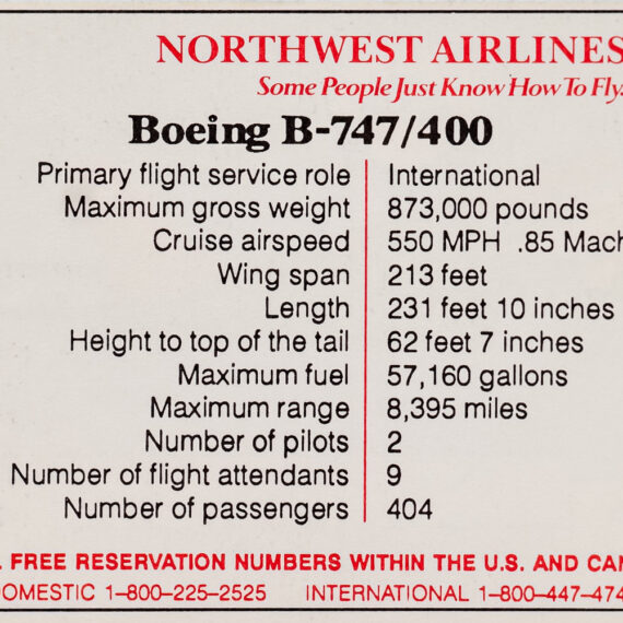 Northwest Series 2 Boeing 747/400 back