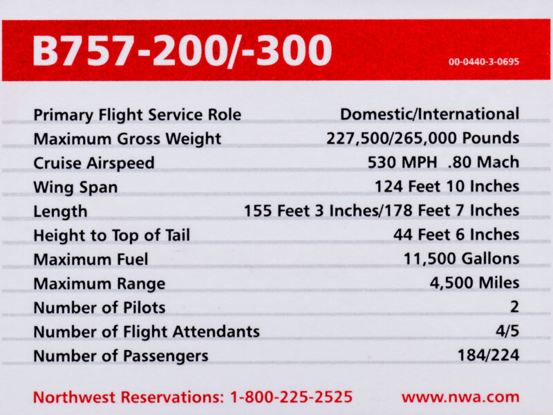 Northwest Series 3 Boeing 757-200/300 Back