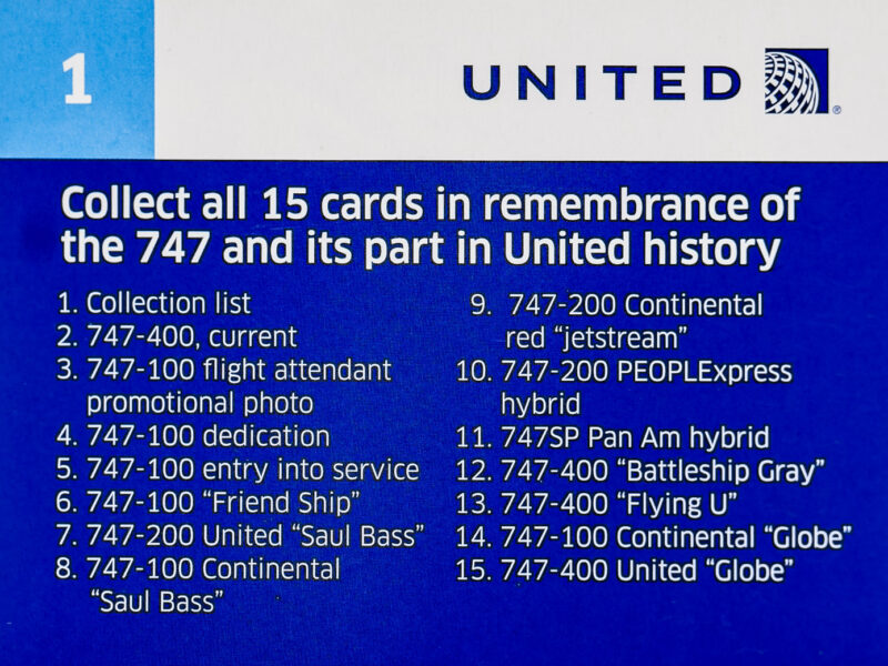 United Airlines 747 Trading Cards 01 Back