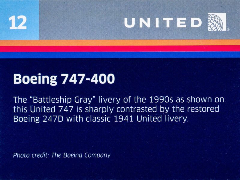 United Airlines 747 Trading Cards 12 Back