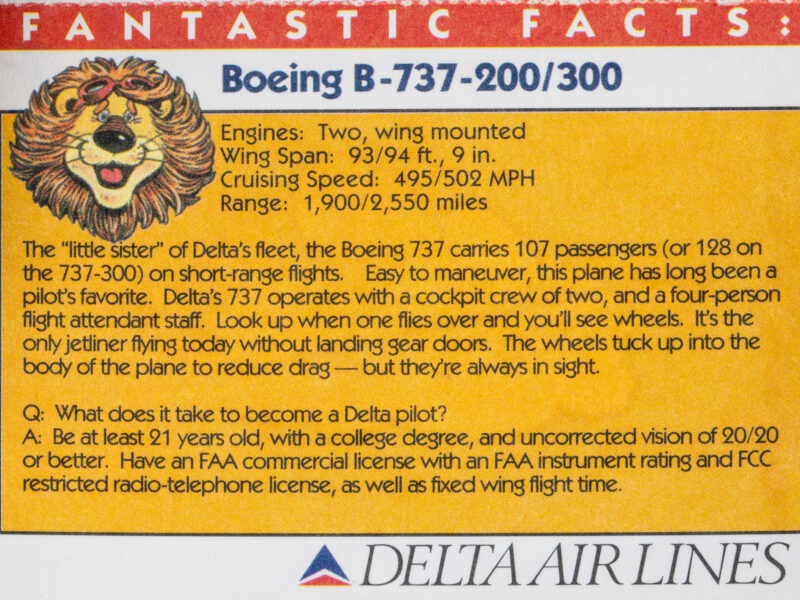 Delta 1980's Trading Card 07 Back