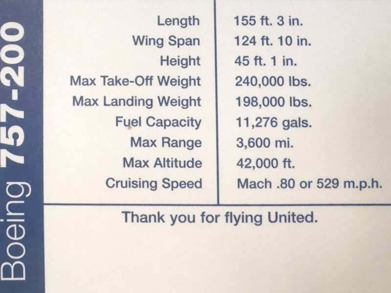 United Set 1 Boeing 757 Back