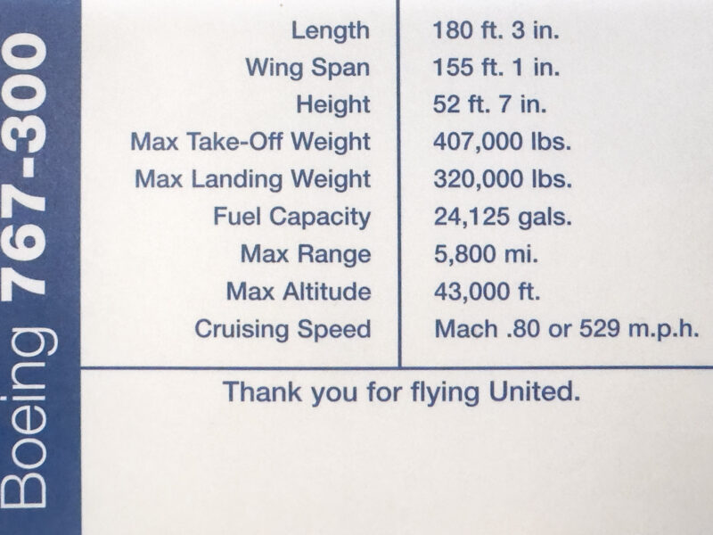 United Set 1 Boeing 767 Back