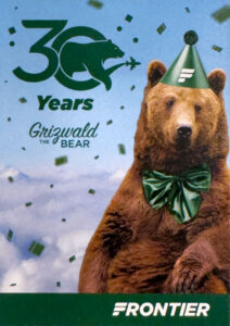 Frontier Airlines 30th Anniversary Grizwald Bear