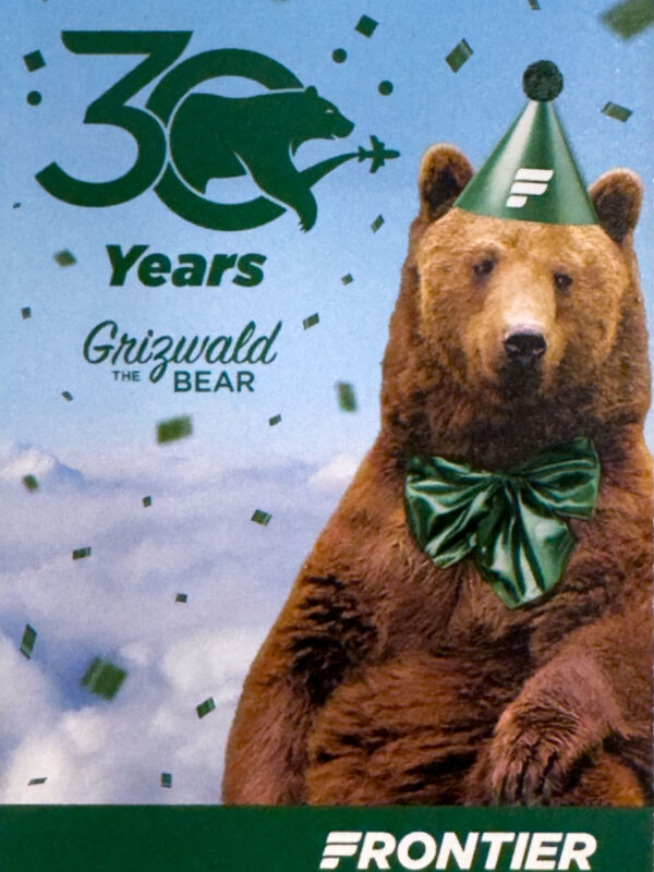 Frontier Airlines 30th Anniversary Grizwald Bear