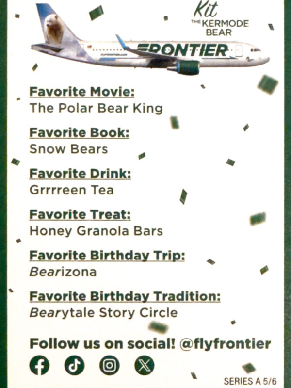 Frontier Airlines 30th Anniversary Kit Bear Back